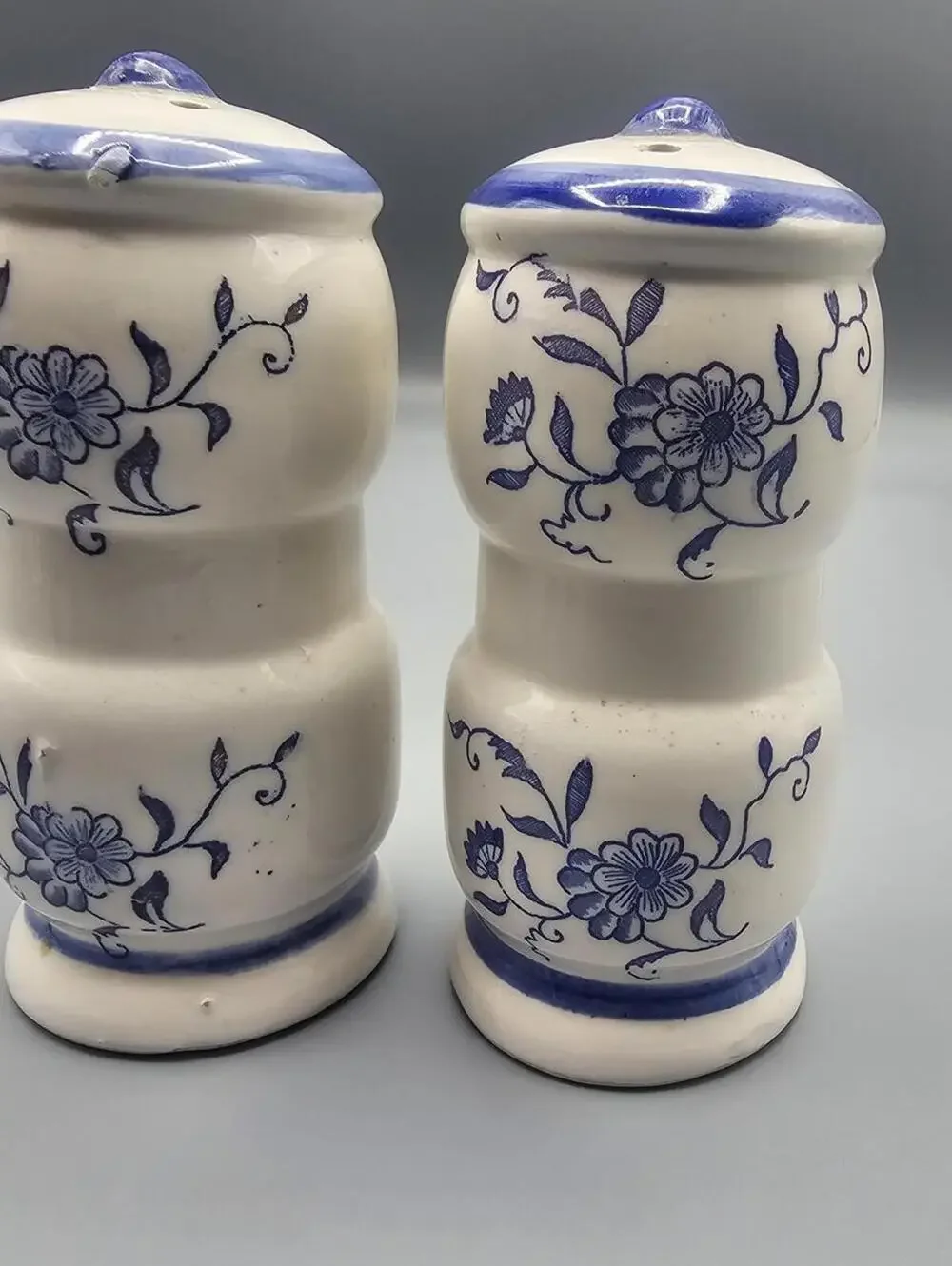 Ceramic Blue and White Floral Salt and Pepper Shakers